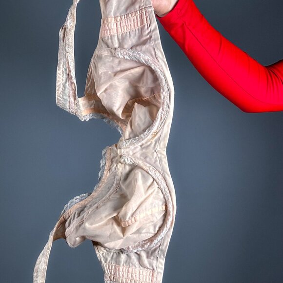 Vintage Pink/Peach Silk French Underwire Bra - Picture 6 of 7